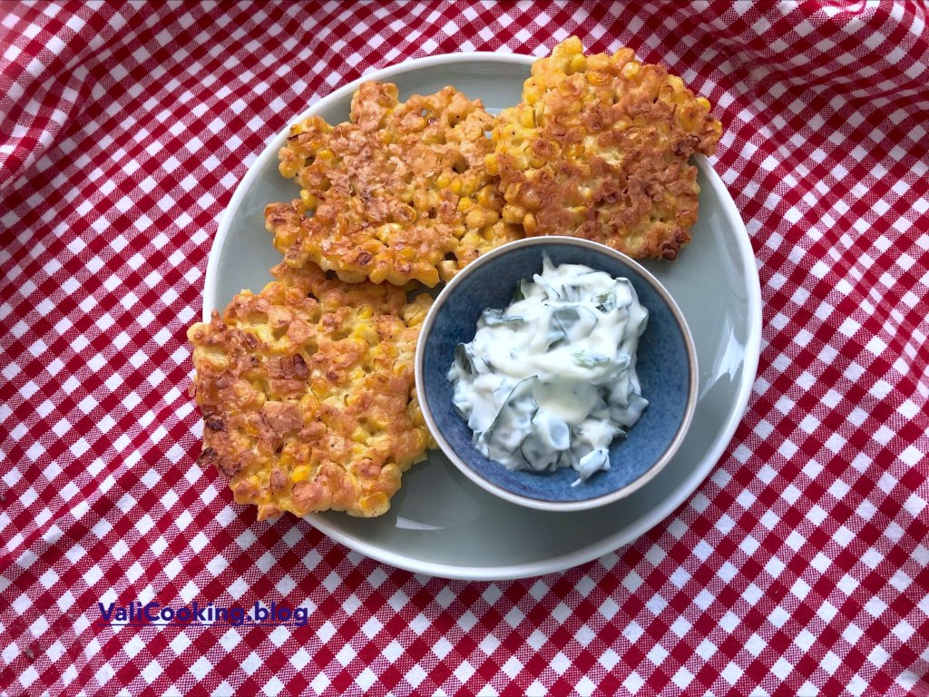 Fresh Corn Pancakes with Basil-Mayonnaise sauce
